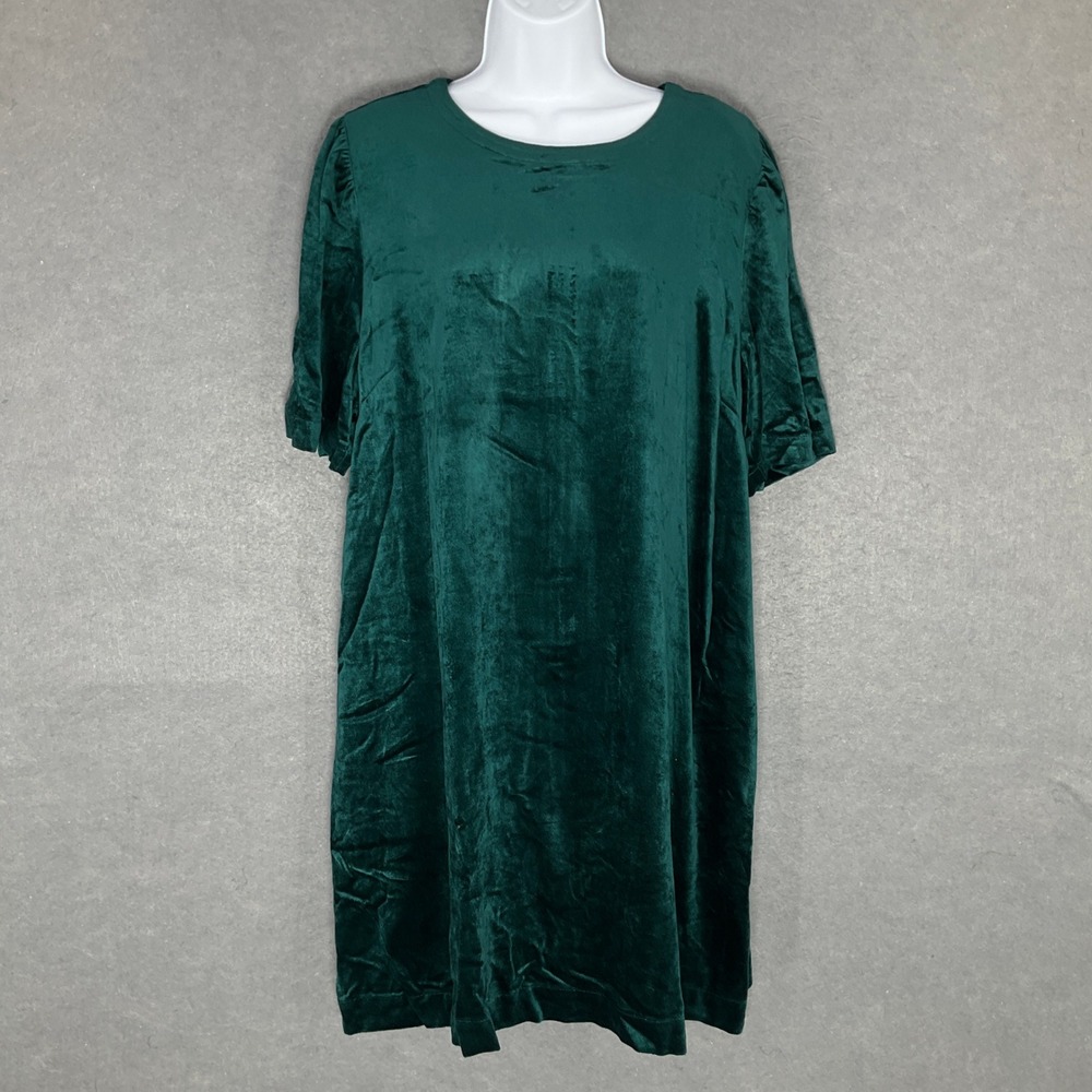 J Jill Velvet Dress Womens Petite Sz L Emerald Green Dark Fairy Whimsigoth